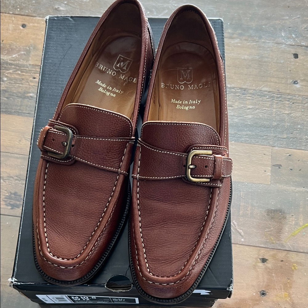 Bruno Magli Men's Rich Brown Leather Slip-Ons